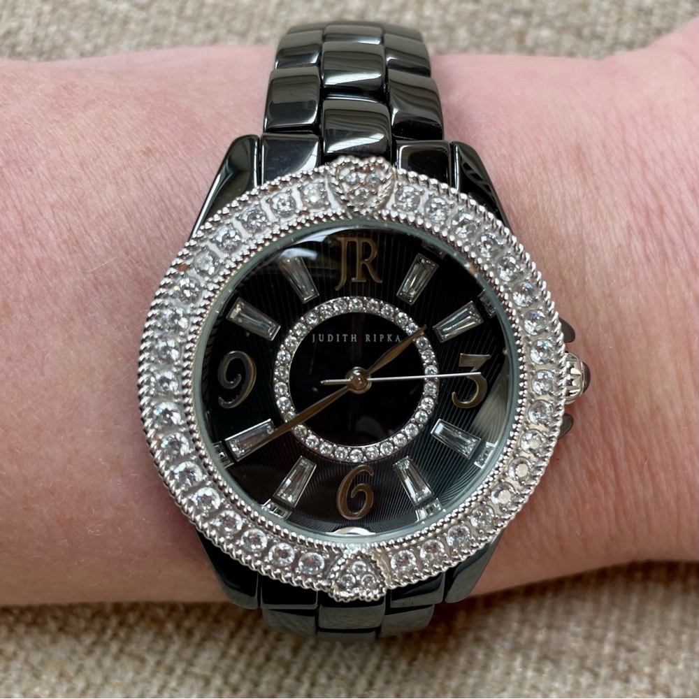 Judith Ripka Ceramic and Stainless Steel Diamondique Watch
